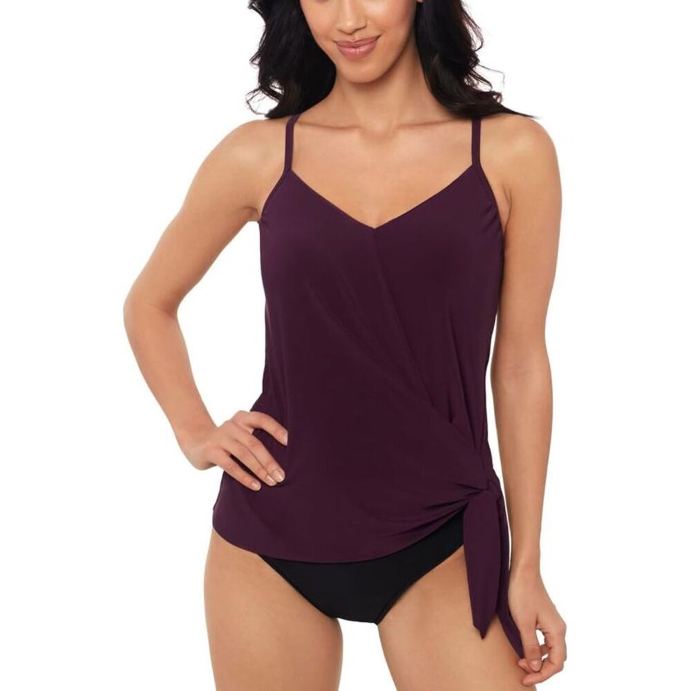 Magicsuit Womens Alex Side-Tie Underwire Tankini Top 16 Prune - NWT